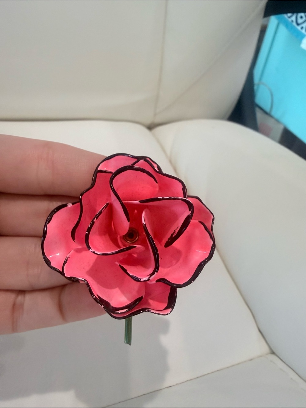 See Wear on top. Pink Enamel Rose Brooch Pin - Floral Women's Jewelry. Gorgeous